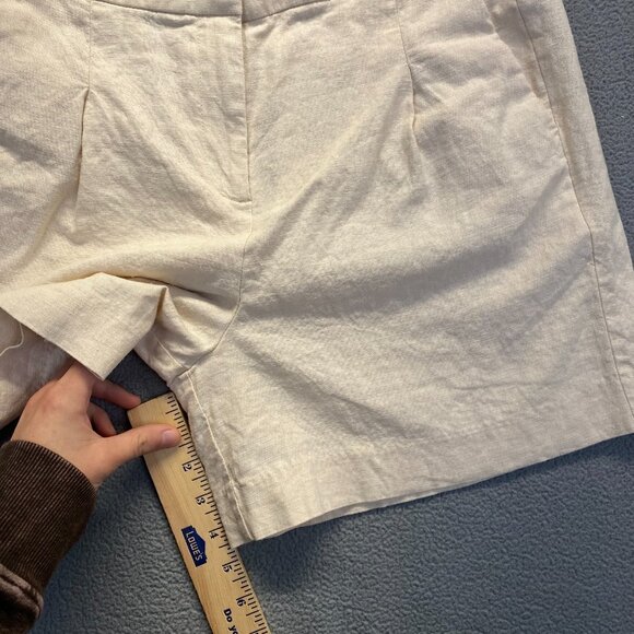 J.Crew Women's Shorts Size 8 Beige 55% Linen‎ Blend,Plated,Pockets,Elastc,Waist - Picture 6 of 8